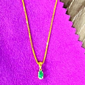 SOLD!!! New AAA Quality & Clarity Genuine Emerald Solitaire Necklace